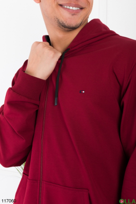 Men's burgundy batal hoodie with zipper