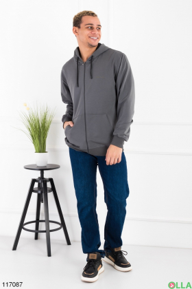 Men's gray batal hoodie with zipper