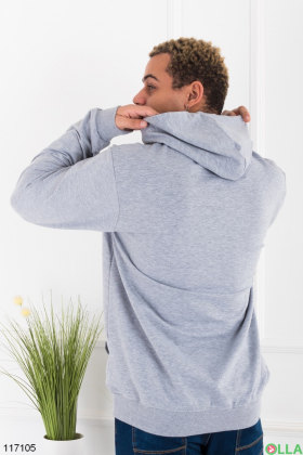 Men's light gray batal hoodie with zipper