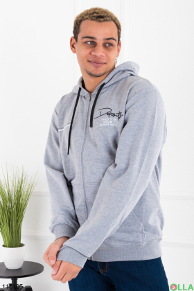 Men's light gray batal hoodie with zipper