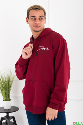 Men's burgundy batal hoodie with zipper