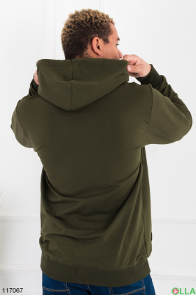 Men's khaki zip-up hoodie