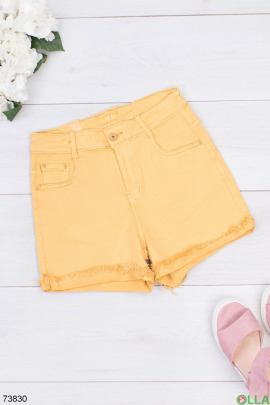 Женские желтые джинсовые шорты
