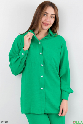 Жіночий зелений трикотажний костюм