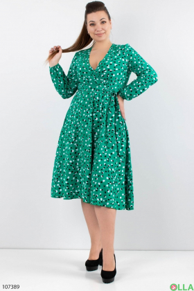 Women's green batal dress with polka dots