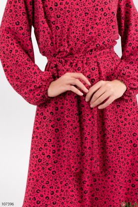 Women's raspberry dress with long sleeves