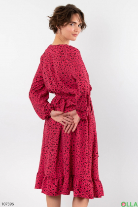 Women's raspberry dress with long sleeves