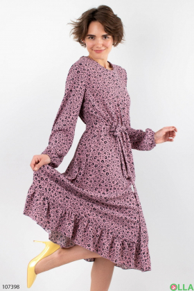 Женское фиолетовое платье с длинным рукавом