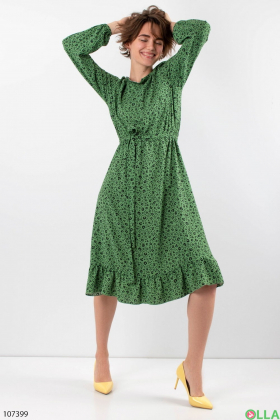 Жіноча зелена сукня з довгим рукавом