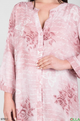 Женская розовая рубашка с принтом