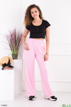 Женские розовые спортивные брюки-палацо