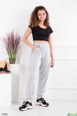 Жіночі світло-сірі спортивні брюки-джогери