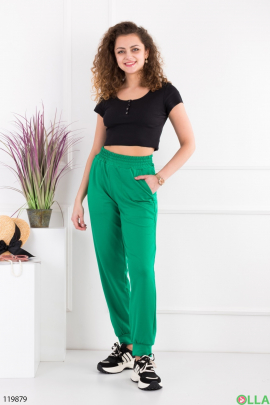 Женские зеленые спортивные брюки-джоггеры