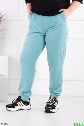 Жіночі блакитні спортивні брюки-джогери батал