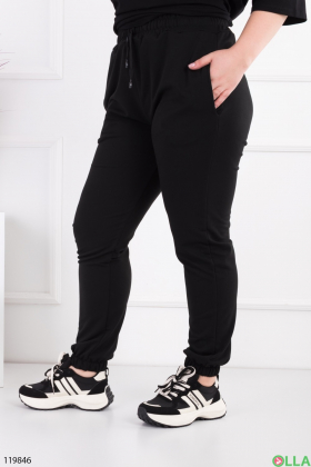 Жіночі чорні спортивні брюки-джогери батал