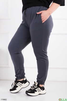 Жіночі темно-сірі спортивні брюки-джогери батал