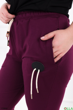 Жіночі фіолетові спортивні брюки-джогери батал