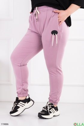Жіночі рожеві спортивні брюки-джогери батал