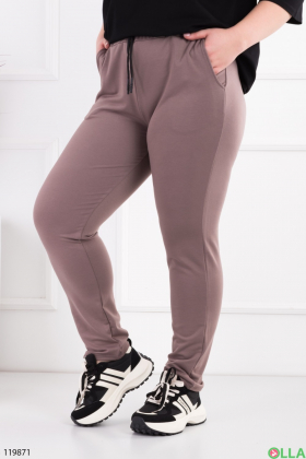 Женские коричневые спортивные брюки батал