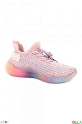 Women's grey-pink textile sneakers
