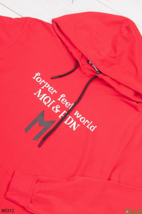Men's red hoodie with slogan