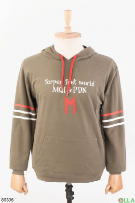 Men's khaki slogan hoodie