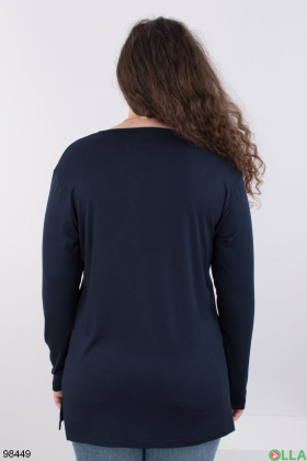 Women's dark blue sweater with decor