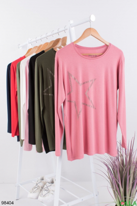 Women's pink sweater with decor