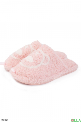 Women's light pink room slippers with a pattern