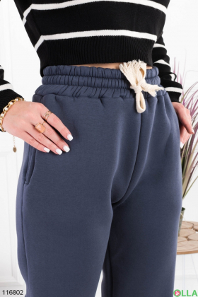 Жіночі темно-сірі спортивні брюки-джогери на флісі