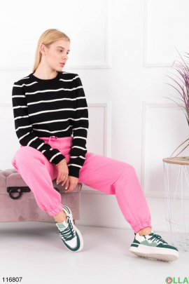 Жіночі рожеві спортивні брюки-джогери на флісі