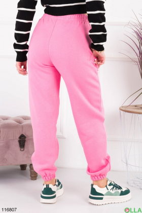 Женские розовые спортивные брюки-джоггеры на флисе
