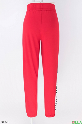 Жіночі червоні спортивні штани з написами