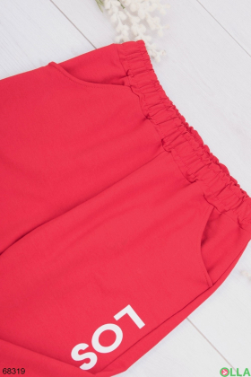 Женские красные спортивные брюки с надписями