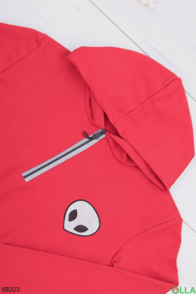 Women's red printed hoodie