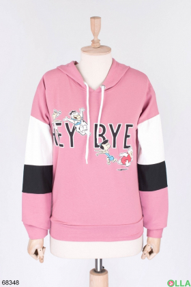 Women's pink printed hoodie