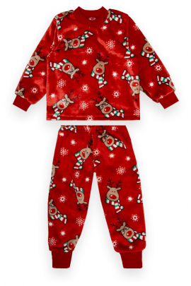 Детская пижама с рисунком Gabbi PGU-22-2-11 "Новый год" велсофт (13412) Красный