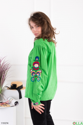 Women's green embroidered shirt