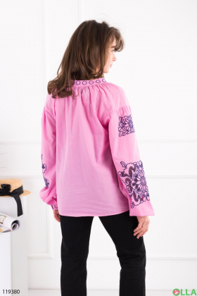 Women's pink embroidered shirt