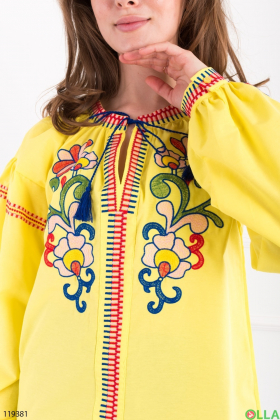 Women's yellow embroidered shirt