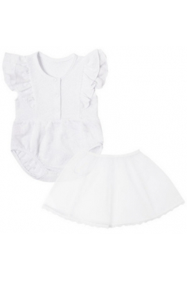 Боди с юбкой детский хлопковый для девочки BD-19-19-2 Ажурный на рост (11549) Белый 