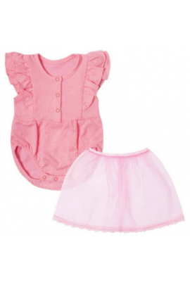 Боди с юбкой детский хлопковый для девочки BD-19-19-2 Ажурный на рост (11549) Розовый 