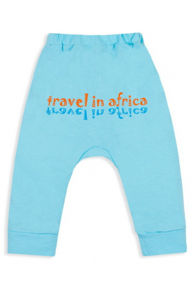 Брюки летние детские на резинке для мальчика Африка на рост (12075) Голубой