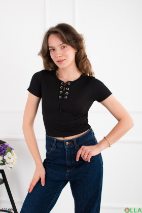 Women's black top with lace