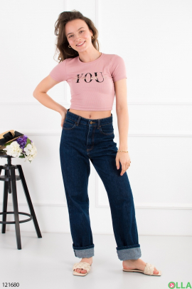 Women's pink top with inscription