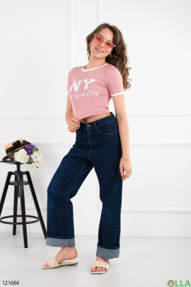 Women's pink top with inscription