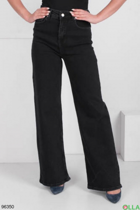 Жіночі чорні джинси-кльош