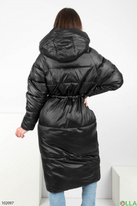 Жіноча чорна куртка з поясом