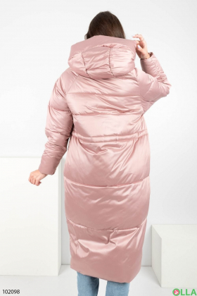 Женская розовая куртка с поясом