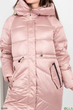 Женская розовая куртка с поясом